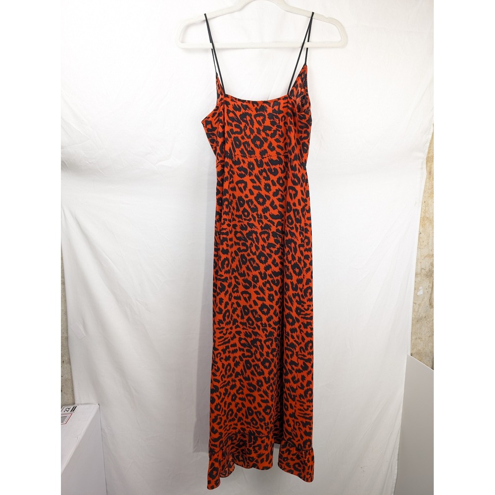 Y2K Leopard Print Ruffle Maxi Wrap Dress Size 4 Strappy Indie Sleaze Festival - Picture 7 of 9